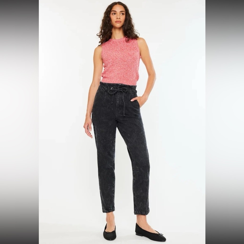KanCan Black Mineral-Wash Paperbag Boyfriend Jeans - Brand New